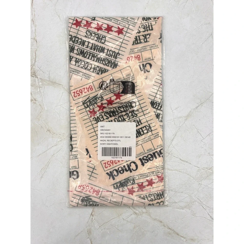 Anthropologie Tomeerkat by Hazal Özkara Christmas Check Embroidered Dish‎ Towel